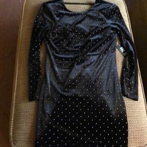 Express Black Dress with Gold Accents